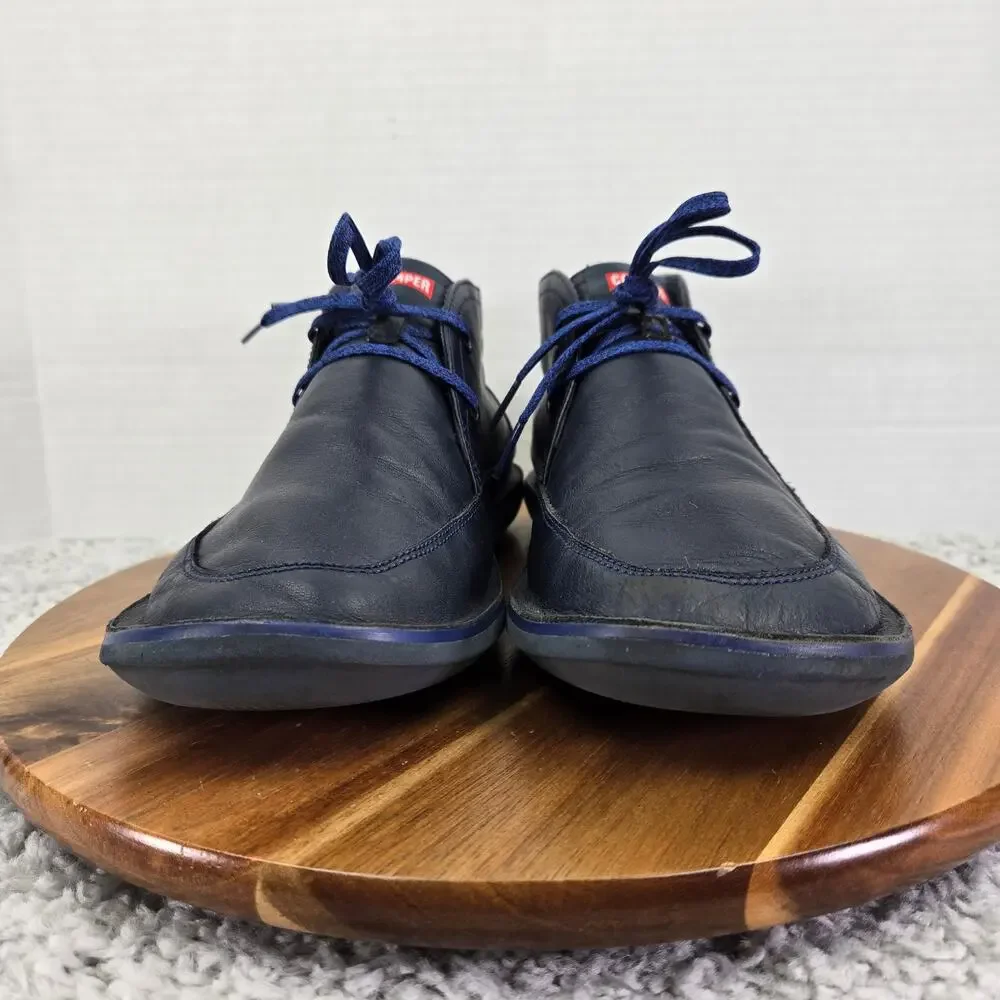 Camper Mens 41 Beetle Blue Leather Lace Up Casual Lifestyle Chukka Ankle Boots